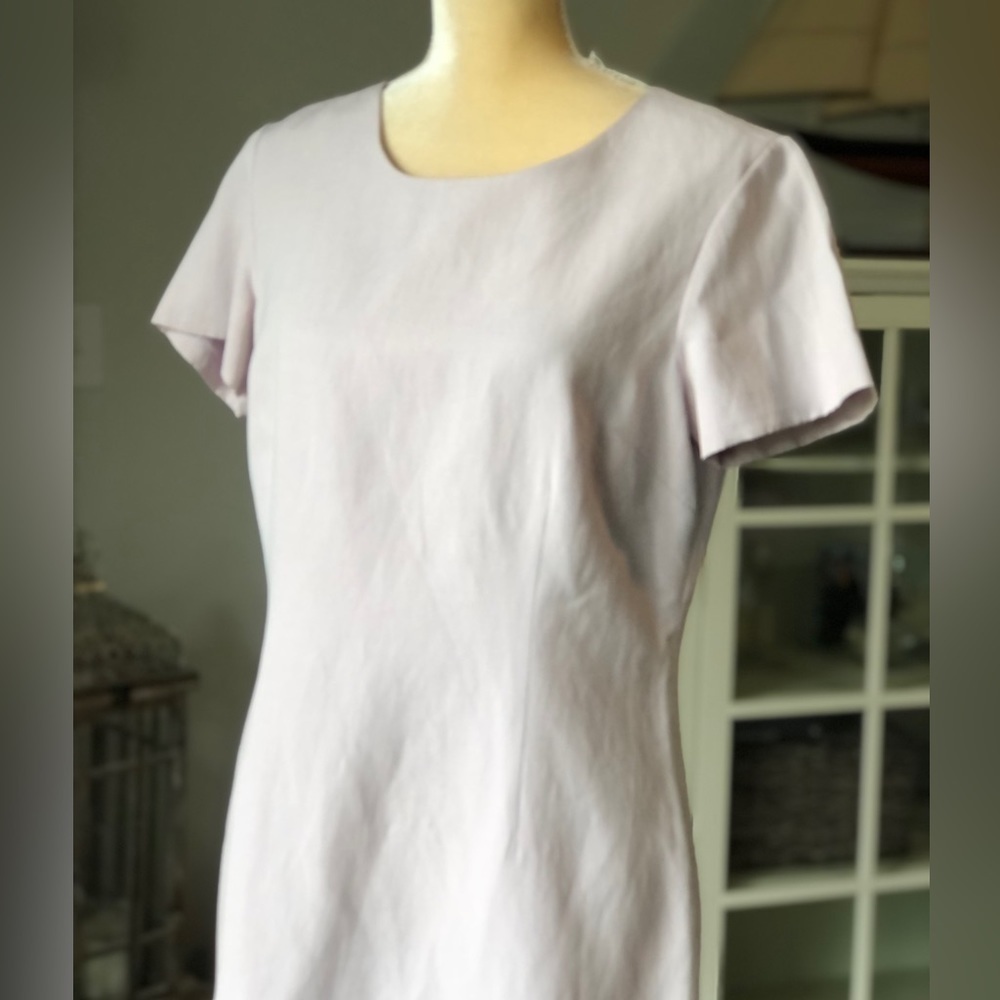 Tailor B Moss Pale Lilac Silk Sheath Modest Dress Size 10 Career Wedding Guest